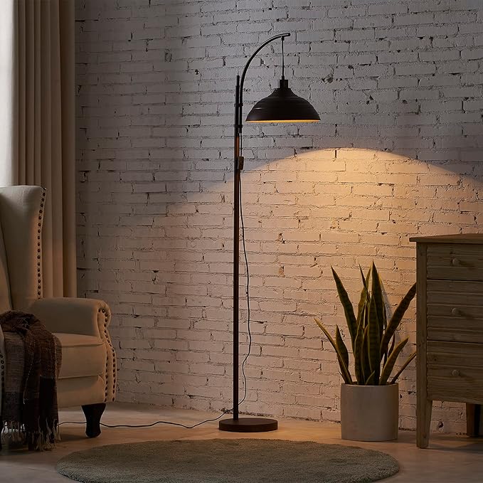 WOXXX Industrial Floor Lamp Modern Rustic Task Floor Lamp in Aged Bronze Finish, Standing Lamp farmhouse arc floor lamps for Living room Bedrooms Office Vintage arched bright tall Reading lamp - LeafyLoom
