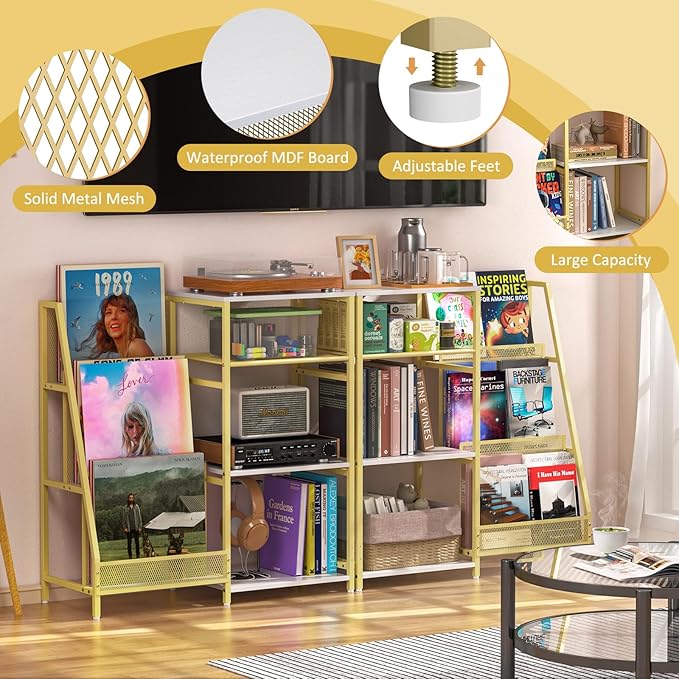 Vintage Bookshelf, Wooden Kids Bookshelf with 3-Tier Ladder Book Display Rack, Small Book Shelf Library Bookcase Storage Organizer, Short Wide Small Bookshelf Bookcase for HomeOffice - LeafyLoom