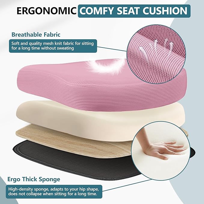 MINLOVE Office Chair Ergonomic Desk Chair with Adjustable Lumbar Support and Height, 90° Flip-up Armrests, Ergo Desk Chairs with Wheels, Home Work Use (Pink) - LeafyLoom