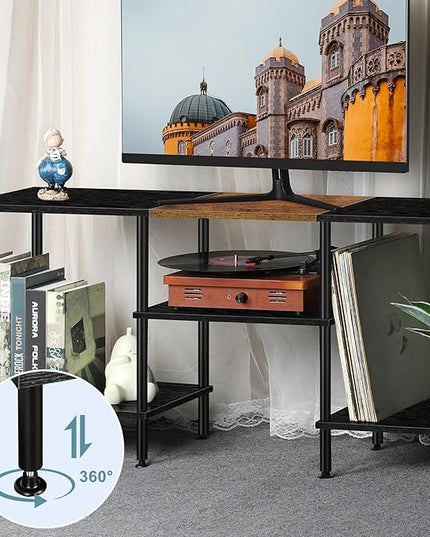 TV Stands for Living Room 50 inch TV Stand with Power Outlet Entertainment Center with Storage 3 Tier TV Console Table for 50 43 40 32 inch TV, Black - LeafyLoom