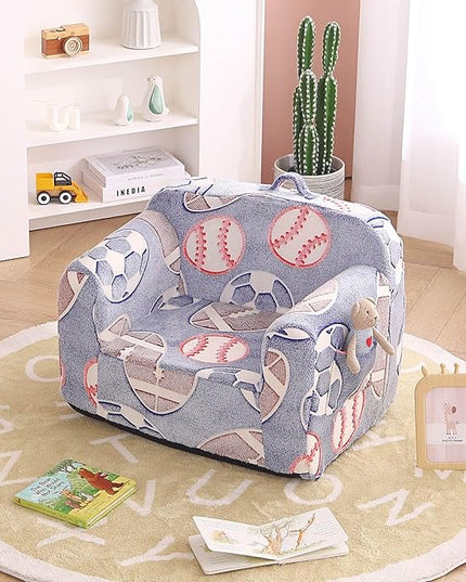 Tiita Kids Sofa, Chirldren Couch with Carrying Handle & Side Pockets, Kids Foam Chair, Toddler Armrest Chair,Kids Read Sofa for Girl Or Boy(Ball) - LeafyLoom