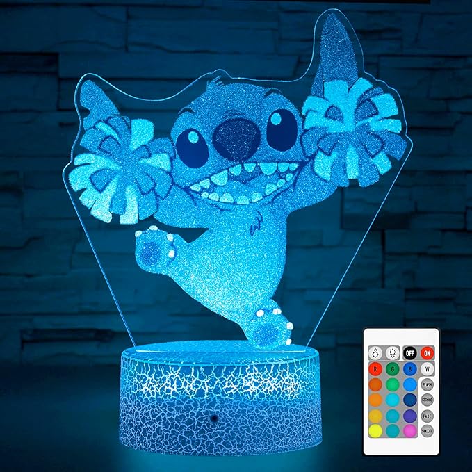 Stitch Gifts, Stitch Night Light for Kids, Stitch Decoration 3D Night Light, 16 Colors Change with Remote - LeafyLoom