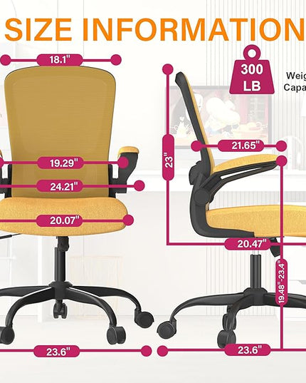 Office Chair, Ergonomic Desk Chair with Adjustable Lumbar Support, High Back Mesh Computer Chair with Flip-up Armrests-BIFMA Passed Task Chairs, Executive Chair for Home Office - LeafyLoom