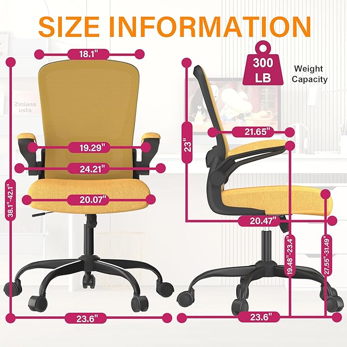 Office Chair, Ergonomic Desk Chair with Adjustable Lumbar Support, High Back Mesh Computer Chair with Flip-up Armrests-BIFMA Passed Task Chairs, Executive Chair for Home Office - LeafyLoom