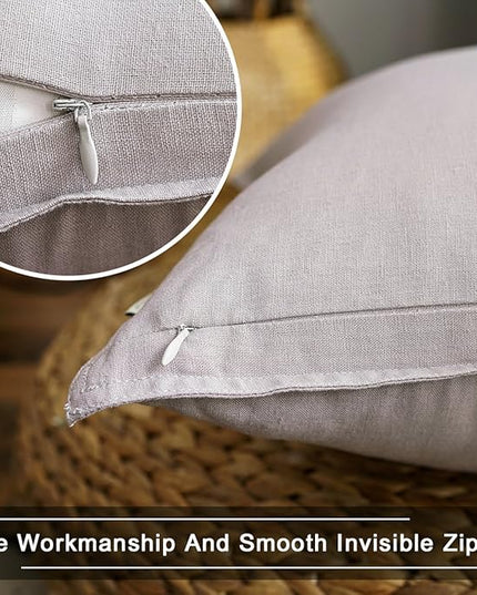 Jeanerlor Pack of 2 Cotton Linen Soft Soild Decorative Square Throw Pillow Covers Set Cushion Case for Sofa Bedroom Car24 x 24 Inch 60 x 60cm,Silver Grey - LeafyLoom