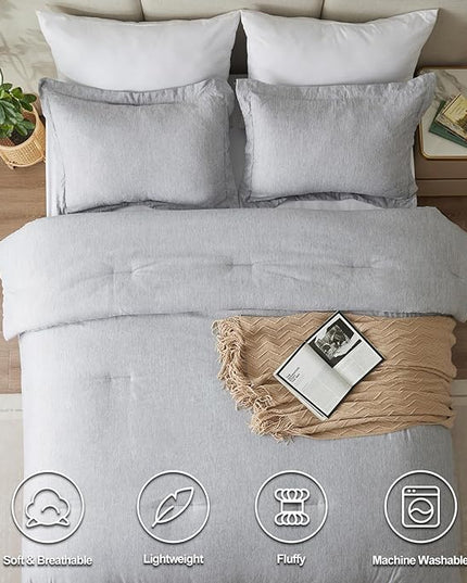 CozyLux Twin/Twin XL Comforter Set Dorm Bedding - 2 Pieces Greyish Green Twin Extra Long Soft Luxury Cationic Dyeing Comforter for College, Breathable Boho Bed Sets with 1 Comforter and 1 Pillow Sham - LeafyLoom