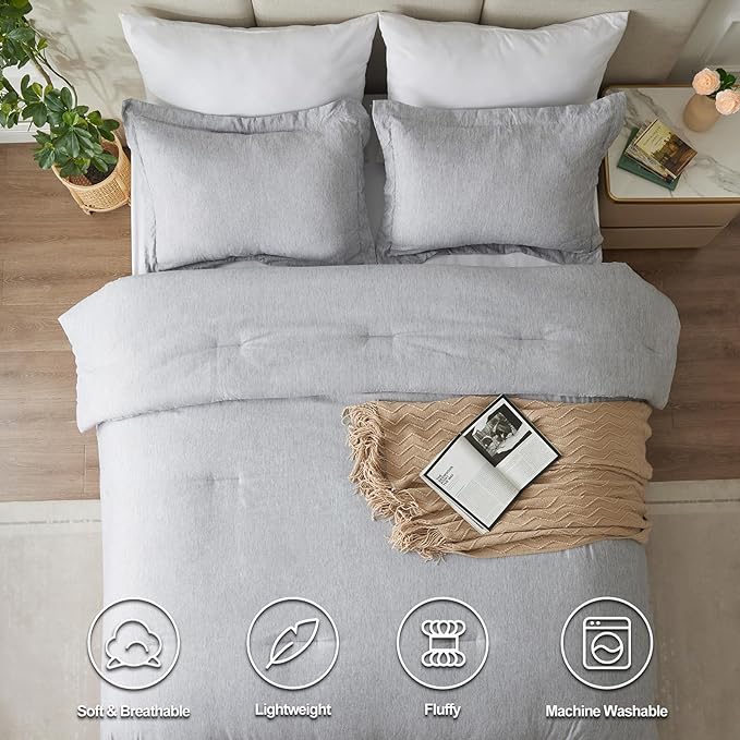 CozyLux Twin/Twin XL Comforter Set Dorm Bedding - 2 Pieces Greyish Green Twin Extra Long Soft Luxury Cationic Dyeing Comforter for College, Breathable Boho Bed Sets with 1 Comforter and 1 Pillow Sham - LeafyLoom