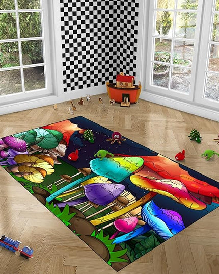 Mushroom Rugs for Bedroom Fantasy Mushroom Prints Rugs for Bedroom Mushroom Area Rugs for Girls Bedroom for Home Dining Living Room Rugs, 2'6''×4' - LeafyLoom