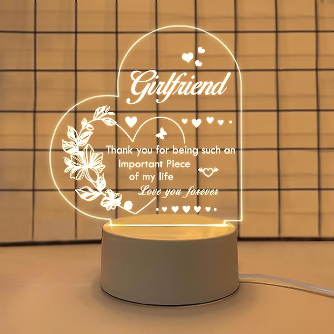 Girlfriend Gift, Birthday Gift for Girlfriend Night Light - Gift for Girlfriend Romantic, Anniversary Christmas Valentines Day Gifts for Girlfriend - LeafyLoom