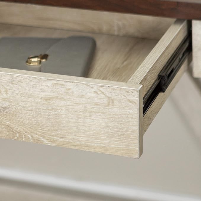 Walker Edison Rustic Farmhouse Wood Computer Writing Desk Home Office Workstation Small, 46 Inch, White Oak and Brown - LeafyLoom