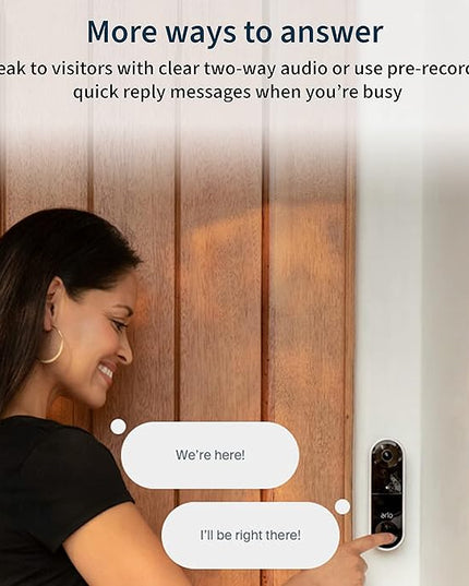 Arlo Essential Video Doorbell Wire-Free - HD Video, 180° View, Night Vision, 2 Way Audio, Direct to Wi-Fi No Hub Needed, Wire Free or Wired, Black - AVD2001B, 1 Count (Pack of 1) Arlo