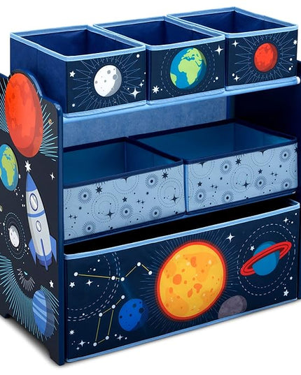 Delta Children Space Adventures Design & Store 6 Bin Toy Storage Organizer - Greenguard Gold Certified, Blue - LeafyLoom