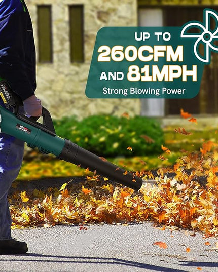 NEU MASTER Leaf Blower, 20V Battery Operated Leaf Blower Cordless Electric Blower with 2 x Battery and Fast Charger, Variable Speed Blower for Lawn Care, Patio, Yard, Jobsite - LeafyLoom