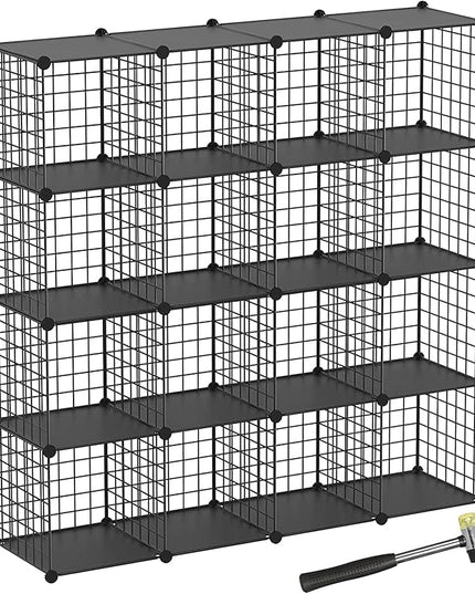 TUMUCUTE Wire Cube Storage Organizer, 16-Cube Metal Storage Shelves Bookshelf, Stackable Modular Closet Organizer for Bedroom Living Room, Office,Storage Shelves - LeafyLoom