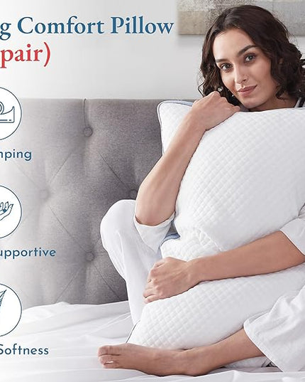 California Design Den Luxury King Size Bed Pillow - Adjustable Loft Memory Foam - Soft Down Alternative - Cooling Luxury Hotel Pillows for Back, Stomach or Side Sleepers - Medium Soft, CertiPUR-US - LeafyLoom