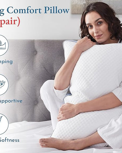 California Design Den Luxury Queen Size Pillow - Adjustable Loft Memory Foam - Soft Down Alternative - Cooling Luxury Hotel Pillows for Back, Stomach or Side Sleepers - Medium Soft, CertiPUR-US - LeafyLoom