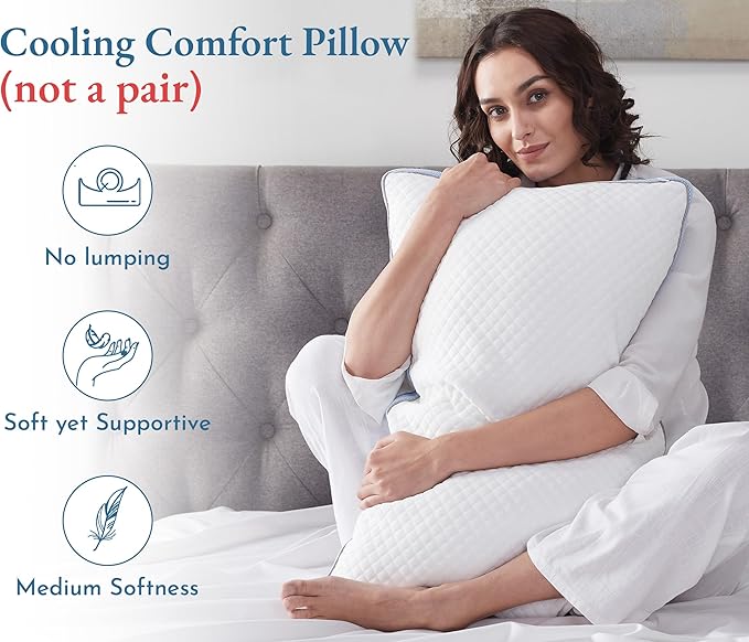 California Design Den Luxury Queen Size Pillow - Adjustable Loft Memory Foam - Soft Down Alternative - Cooling Luxury Hotel Pillows for Back, Stomach or Side Sleepers - Medium Soft, CertiPUR-US - LeafyLoom