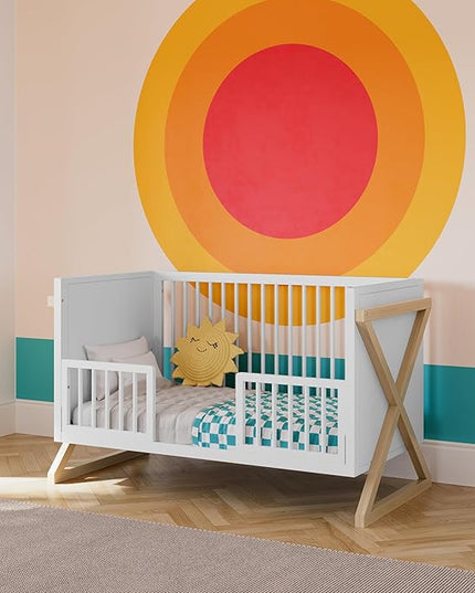 Storkcraft Equinox 3-in-1 Convertible Crib (Driftwood) - Easily Converts to Toddler Bed & Daybed, 3-Position Adjustable Mattress Support Base, Modern Two-Tone Design for Contemporary Nursery - LeafyLoom