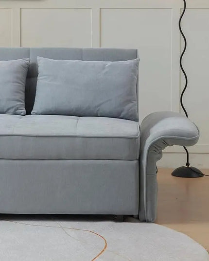 3-in-1 Multi-Functional Convertible Sofa, Chenille Sleeper Couch Pull-Out Bed, Loveseat Chaise Lounge with Adjustable Armrest and Reclining Backrest for Living Room, Small Space, Gray 53.5" - LeafyLoom