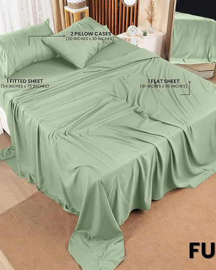 Utopia Bedding Full Bed Sheets Set - 4 Piece Bedding - Brushed Microfiber - Shrinkage and Fade Resistant - Easy Care (Full, Sage) - LeafyLoom