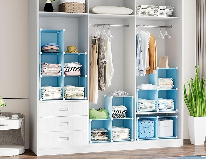 Portable Closet 6 cube closet organizers and storage Cube Storage Organizer Storage Shelf Bookcase Bookshelf with Metal Hammer, Storage Cubes Organizer Cabinet for Kids, Closet, Bedroom, Bathroom - LeafyLoom