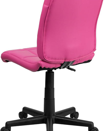 Flash Furniture Clayton Mid-Back Pink Quilted Vinyl Swivel Task Office Chair - LeafyLoom
