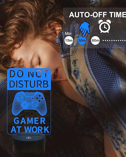 YuanDian Do Not Disturb Gamer at Work Night Light,Gamepad Graphic Video Games Gamer Gift Funny 3D Illusion Lamp 16 Colors Changing Touch & Remote Control for Men Teenagers and Kids - LeafyLoom
