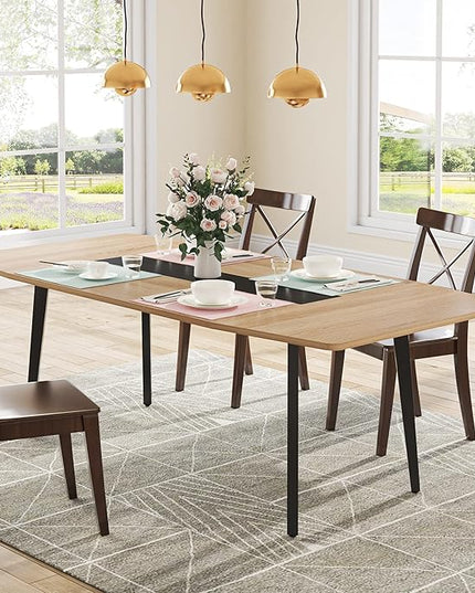 Tribesigns Modern Dining Table for 6 People, 70.86L x30.71W x 29.52H Inches Rectangle Kitchen Table Patio Table for Backyard,Dinning Room&Kitchen,Light Walnut - LeafyLoom