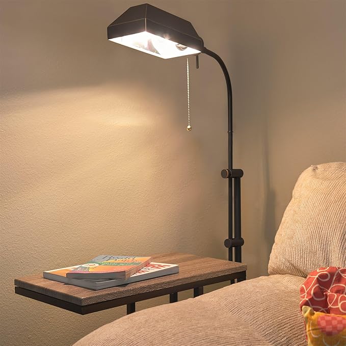Kira Home Prescott 58" Modern Industrial Adjustable Standing Pharmacy Floor Lamp, Dark Bronze Finish, includes 6W LED Bulb (60W eq.) Energy Efficient, Eco-Friendly, Pivot Head for Hobby/Precise Task - LeafyLoom