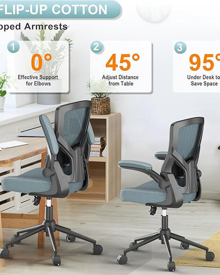 Office Chair, High Back Desk Chair Adjustable Height and Ergonomic Design Home Office Computer Chair Executive Lumbar Support Padded Flip-up Armrest Swivel Task Chair - LeafyLoom