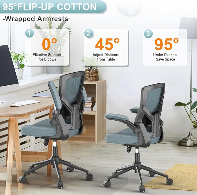 Office Chair, High Back Desk Chair Adjustable Height and Ergonomic Design Home Office Computer Chair Executive Lumbar Support Padded Flip-up Armrest Swivel Task Chair - LeafyLoom