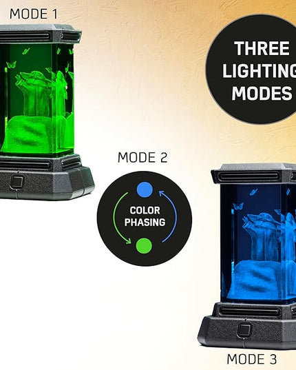 Paladone Grogu Holographic Light, 3D Laser-Etched Crystal Model of Grogu from The Mandalorian, 12cm (4.7") Tall Lighting and Star Wars Decor - LeafyLoom