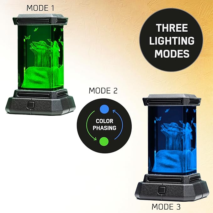 Paladone Grogu Holographic Light, 3D Laser-Etched Crystal Model of Grogu from The Mandalorian, 12cm (4.7") Tall Lighting and Star Wars Decor - LeafyLoom