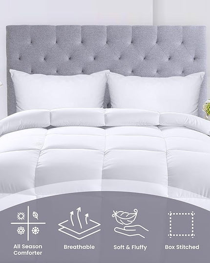 Utopia Bedding Comforter – All Season Comforter Full Size – White Comforter Full - Plush Siliconized Fiberfill - Box Stitched - LeafyLoom