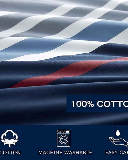 Nautica - Twin Comforter Set, Cotton Reversible Bedding with Matching Sham, Stylish Home Decor, Dorm Room Essentials (Bradford Navy/Khaki, Twin) - LeafyLoom