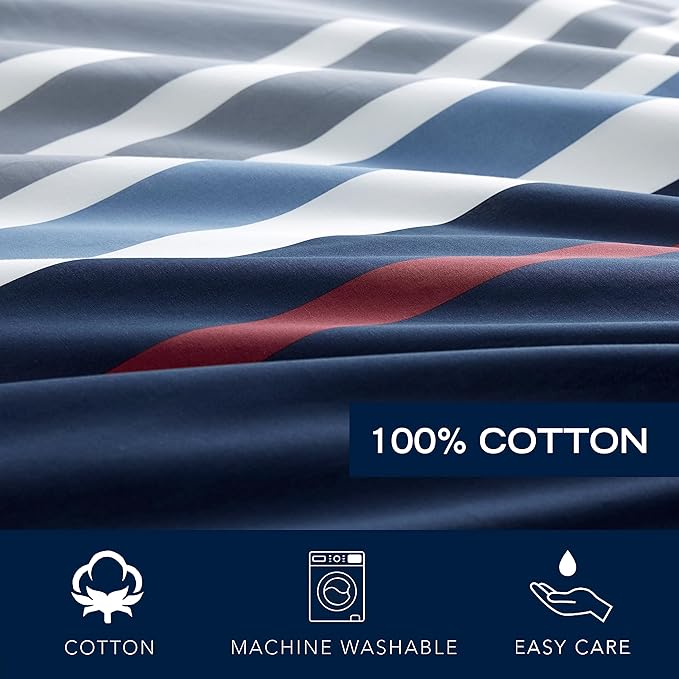 Nautica - Twin Comforter Set, Cotton Reversible Bedding with Matching Sham, Stylish Home Decor, Dorm Room Essentials (Bradford Navy/Khaki, Twin) - LeafyLoom