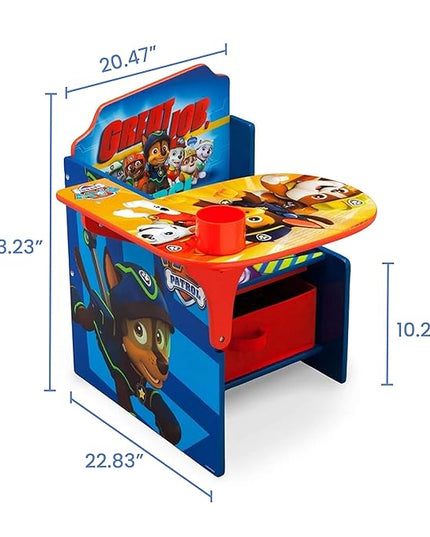 Delta Children Chair Desk with Storage Bin - Ideal for Arts & Crafts, Snack Time, Homeschooling, Homework, Reading & More, Nick Jr. PAW Patrol, with Cup Holders|Arm Rest, Engineered Wood - LeafyLoom