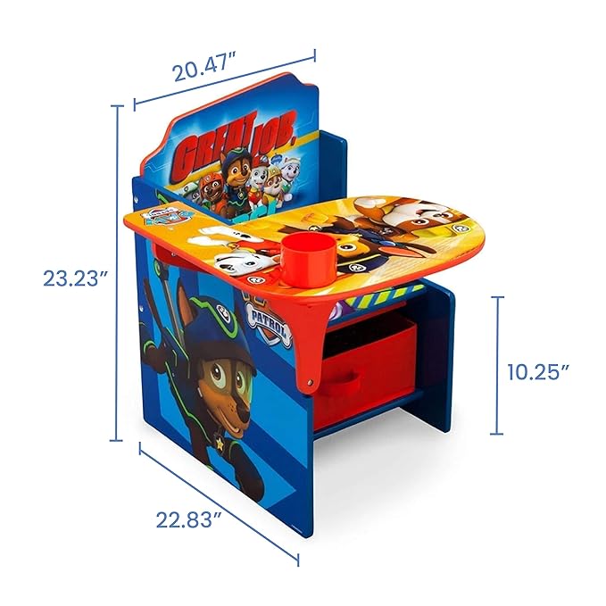 Delta Children Chair Desk with Storage Bin - Ideal for Arts & Crafts, Snack Time, Homeschooling, Homework, Reading & More, Nick Jr. PAW Patrol, with Cup Holders|Arm Rest, Engineered Wood - LeafyLoom