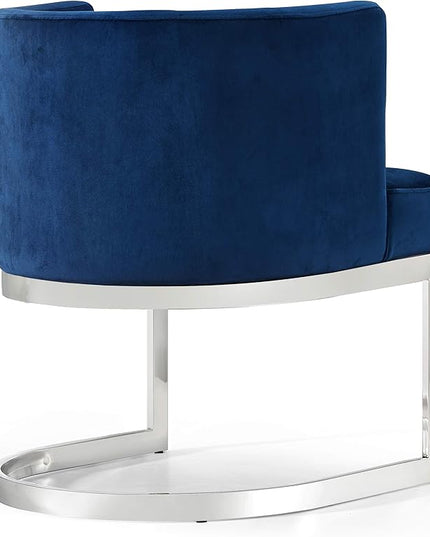 Meridian Furniture Gianna Collection Modern | Contemporary Velvet Upholstered Dining Chair with Polished Chrome Metal Frame, 24" W x 22" D x 29.5" H, Navy - LeafyLoom