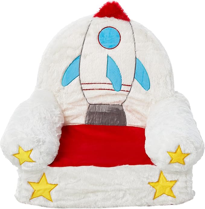 Amazon Basics Children's Plush Toddler Chair, Rocket, Multicolor - LeafyLoom