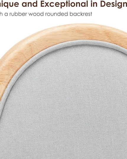 Linen Kitchen Dining Chairs Set of 2 Upholstered Round Back Mid Century Dining Chair for Dining Room Chairs Wood Modern Industrial Metal Dining Chair Indoor - LeafyLoom