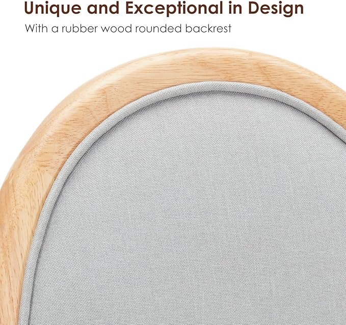 Linen Kitchen Dining Chairs Set of 2 Upholstered Round Back Mid Century Dining Chair for Dining Room Chairs Wood Modern Industrial Metal Dining Chair Indoor - LeafyLoom