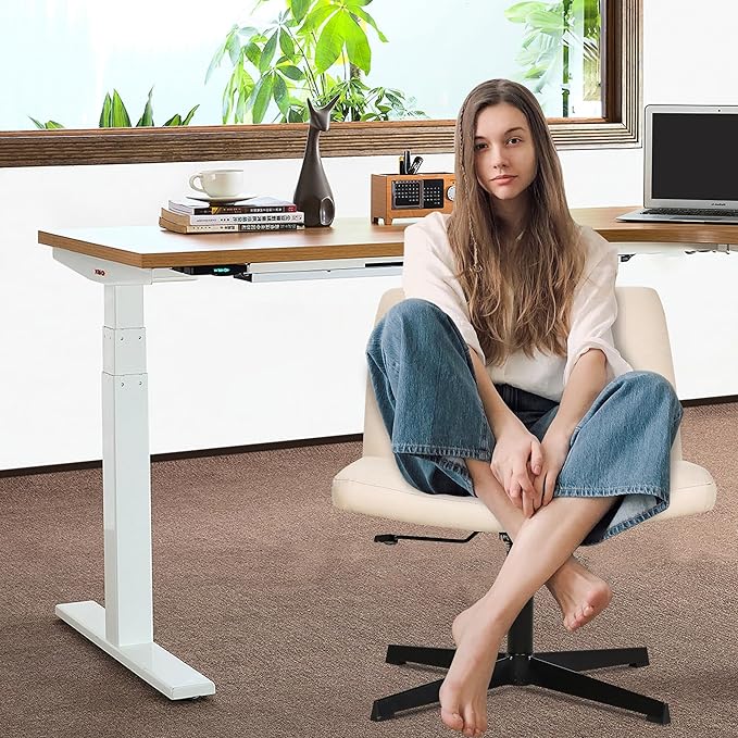 FDW Criss Cross Chair Armless Cross Legged Office Desk Chair Adjustable Swivel Ergonomic Desk Chair No Wheels U Shaped Backrest with Wide Seat Native Sponge Computer Task Vanity Chair for Home Office - LeafyLoom