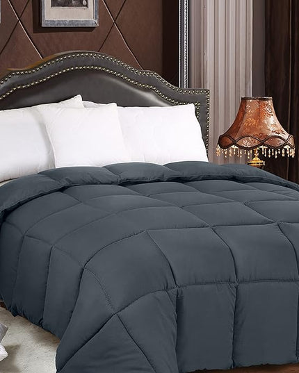 Utopia Bedding All Season 250 GSM Comforter - Soft Down Alternative Comforter - Plush Siliconized Fiberfill Duvet Insert - Box Stitched (King/Cal King, Gray) - LeafyLoom