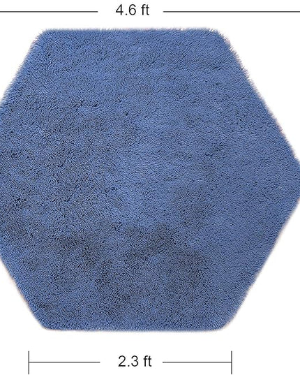 junovo Ultra Soft Rug for Nursery Children Room Baby Room Home Decor Dormitory Hexagon Carpet for Playhouse Princess Tent Kids Play Castle, Diameter 4.6 ft, Navy Blue - LeafyLoom