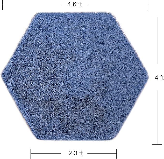 junovo Ultra Soft Rug for Nursery Children Room Baby Room Home Decor Dormitory Hexagon Carpet for Playhouse Princess Tent Kids Play Castle, Diameter 4.6 ft, Navy Blue - LeafyLoom