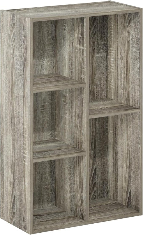 Furinno Luder 5-Cube Reversible Open Shelf, French Oak - LeafyLoom