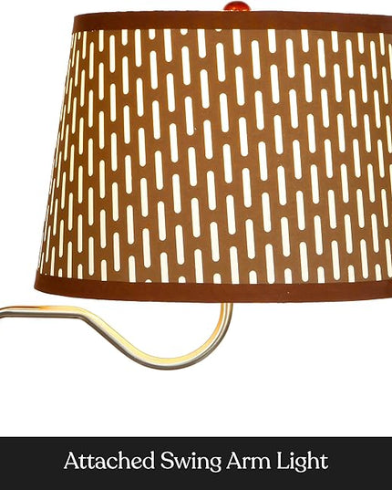 Brightech Madison Side Table with Lamp Combo, Desk Lamp with Wireless Charging Pad and USB Port, Bedside Reading Lamp, Nightstand Lamp with LED Bulb for Bedroom, Living Room, Office - Havana Brown - LeafyLoom