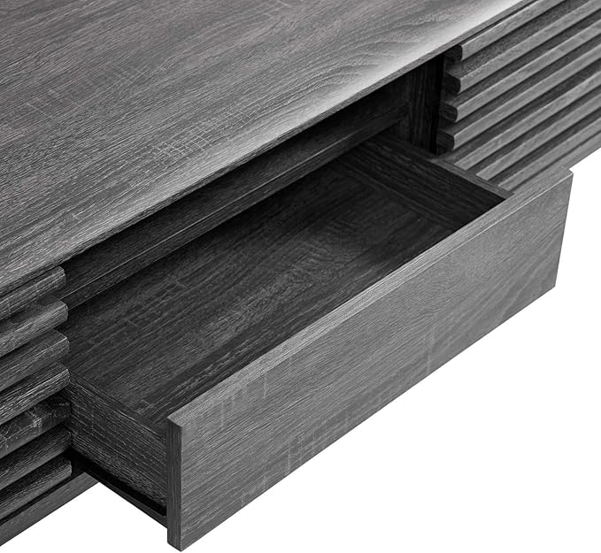 Modway Render Mid-Century Modern Low Profile 59 Inch TV Stand in Charcoal - LeafyLoom