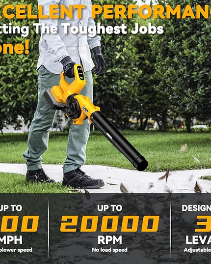 Cordless Leaf Blower for Dewalt 20V Battery, 3 Speed Modes Up to 200MPH, 270° Rotatable Electric Leaf Blower with 4 Blowing Nozzles(No Battery) - LeafyLoom